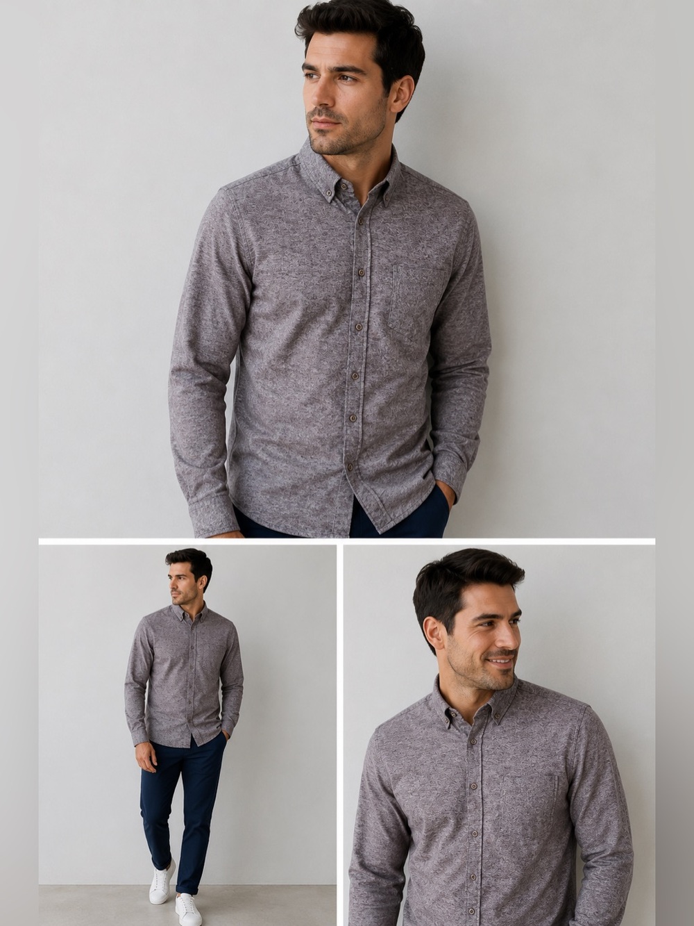 Samsøe Samsøe Men’s Heather Gray Button Down Shirt Size S .